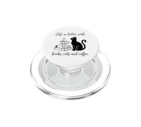 La vita è migliore con i libri Gatti e caffè Lettura degli amanti dei libri PopSockets PopGrip per MagSafe