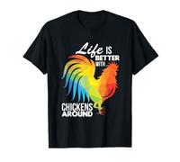 La Vita è Migliore con i polli Fun Love Chicken Farm Yard Maglietta