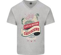 La Vita È Migliore Con I Polli Intorno Maglietta In Cotone A V Per Uomo