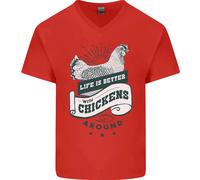 La Vita È Migliore Con I Polli Intorno Maglietta In Cotone A V Per Uomo