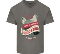 La Vita È Migliore Con I Polli Intorno Maglietta In Cotone A V Per Uomo