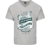 La Vita È Migliore Con I Polli Intorno Maglietta In Cotone A V Per Uomo
