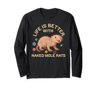 La Vita è Migliore con Il Cucciolo di Sabbia Naked Mole Rat Lover Maglia a Manica