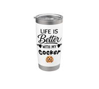 La Vita È Migliore Con Il Mio Cane Cocker Spaniel Bicchiere termico in acciaio inox doppia parete