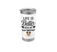 La Vita È Migliore Con Il Mio Cane Fox Terrier Bicchiere termico in acciaio inox doppia parete