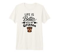 La Vita È Migliore con Il Mio Cane Griffon Nano Belga Maglietta Premium