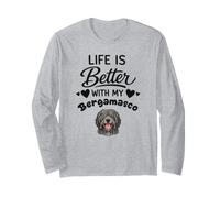 La Vita È Migliore con Il Mio Cane Pastore Bergamasco Maglia a Manica