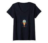 La Vita è Migliore con la Crema Ice Cone Sweet Treat Maglietta con Collo a V, Donna, Nero, S