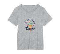 La Vita è Migliore con la Crema Ice Cone Sweet Treat Maglietta, Donna Plus-Size, Grigio Melange, 1X