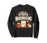 La Vita è Migliore con Marshmallows Campfire Camping Citazione Felpa