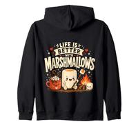 La Vita è Migliore con Marshmallows Campfire Camping Citazione Felpa con Cappuccio