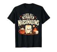 La Vita è Migliore con Marshmallows Campfire Camping Citazione Maglietta
