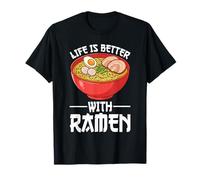 La Vita è Migliore con Ramen Kawaii Anime Giapponese Noodle Bowl Maglietta