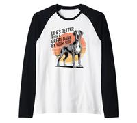 La vita è migliore con un alano | Amante dei cani vintage Maglia con Maniche Raglan