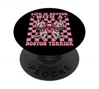 La vita è migliore con un Boston Terrier Bostie Cane Ragazza Mamma PopSockets PopGrip Adesivo