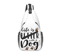 La vita è migliore con un cane. Borsa a tracolla per amanti dei cani. Borsa a tracolla regolabile. Zaino sportivo da palestra. Borse a tracolla. Zaino da viaggio e da ciclismo. Zaino casual diagonale