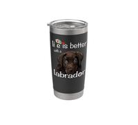 La vita è migliore con un cane Labrador Chocolate Lab Puppy Lover Bicchiere termico in acciaio inox doppia parete