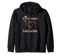 La Vita è Migliore con Un Cane Labrador Chocolate Lab Puppy Lover Felpa con Cappuccio