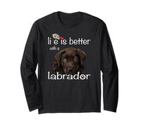 La Vita è Migliore con Un Cane Labrador Chocolate Lab Puppy Lover Maglia a Manica