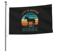 La Vita È Migliore Con Un Cavallo Bandiere Di Benvenuto Con 2 Occhielli Garden Flag Resistente Alle Intemperie Bandiere Da Giardino Per Esterni Interni All'Aperto 90X150 Cm