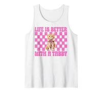 La Vita è Migliore con Un Gatto Arancione Tabby Ragazza Gatto Mamma Coquette Canotta