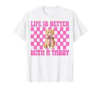 La Vita è Migliore con Un Gatto Arancione Tabby Ragazza Gatto Mamma Coquette Maglietta