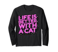 La Vita è Migliore con Un Gatto - Cute Cat Mom Maglia a Manica