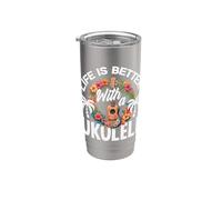 La vita è migliore con un lettore musicale hawaiano ukulele Bicchiere termico in acciaio inox doppia parete