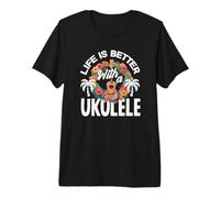 La Vita è Migliore con Un Lettore Musicale Hawaiano Ukulele Maglietta Premium
