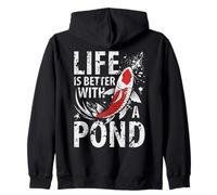 La Vita è Migliore con Un Pesce Koi Stagno Anime Giapponese Kawaii Felpa con Cappuccio