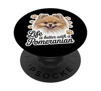 La vita è migliore con un piccolo cane soffice di Pomerania PopSockets PopGrip Adesivo