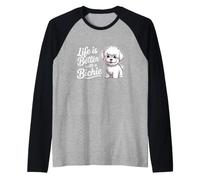 La Vita è Migliore con Un Proprietario Bichie Funny Bichon Frise Maglia con Maniche Raglan