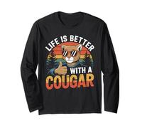 La Vita è Migliore con Una Camicia Cougar Funny Cougars Maglia a Manica
