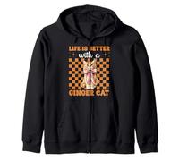 La Vita è Migliore con Una gatta Rossa, Gatto Arancione, Tabby Cat Girl Felpa con Cappuccio