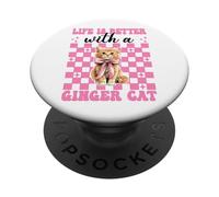 La vita è migliore con una gatta rossa, gatto arancione, tabby cat girl PopSockets PopGrip Adesivo