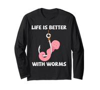 La Vita è Migliore con Worms Earthworm Worm Farm Humor Maglia a Manica