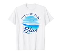 La Vita è Migliore in Blu Mare Estate Sentimenti Spiaggia Vacanza Maglietta