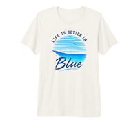 La Vita è Migliore in Blu Mare Estate Sentimenti Spiaggia Vacanza Maglietta Premium