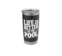 La vita è migliore in piscina Bicchiere termico in acciaio inox doppia parete