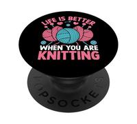 La vita è migliore quando lavori a maglia PopSockets PopGrip Adesivo