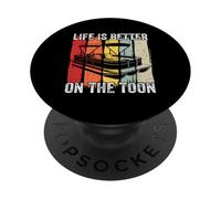 La vita è migliore sul capitano del pontone di barche piatte Toon Boating PopSockets PopGrip Adesivo