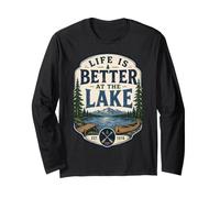La Vita è Migliore sul Lago Lakecore Cabincore Canoa Maglia a Manica