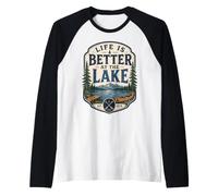 La Vita è Migliore sul Lago Lakecore Cabincore Canoa Maglia con Maniche Raglan