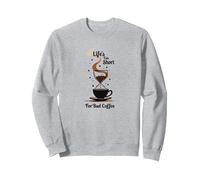 La Vita è Troppo Breve per Un caffè Cattivo - Coffee Lover Art Felpa, Unisex per Adulti, Grigio Melange, XXL