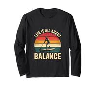 La vita è tutta una questione di equilibrio, paddleboarding retrò Maglia a Manica