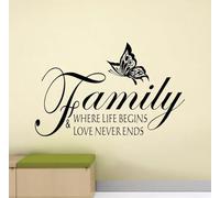 La vita familiare inizia, l'amore non finisce mai: adesivi murali per la casa e il soggiorno con introduzione.