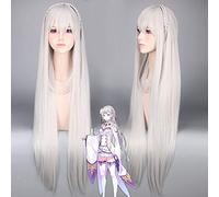La vita in un mondo diverso da Zero Re: zero Kara Hajimeru Isekai Seikatsu Emilia Parrucca cosplay Grigio Treccia lunga Parrucche Costume Anime