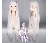 La vita in un mondo diverso da Zero Re: zero Kara Hajimeru Isekai Seikatsu Emilia Parrucca cosplay Grigio Treccia lunga Parrucche Costume Anime