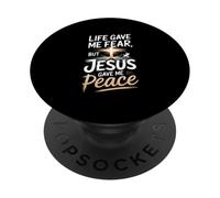 La vita mi ha dato paura, ma Gesù mi ha dato la pace cristiana PopSockets PopGrip Adesivo