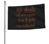 La Vita Ricomincia Da Capo Quando L'Autunno Diventa Fresco Garden Flag Durevole Bandiere Da Giardino Resistente Alle Intemperie Bandiere Di Benvenuto Per Fattoria Patio Esterni 90X150 Cm